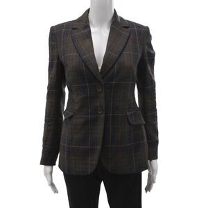 Moschino Cheap & Chic Womens Brown Plaid Wool Jacket Button Long Sleeve Size 6